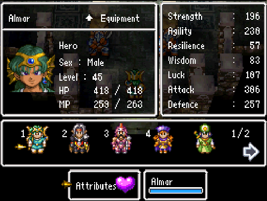 Dragon Quest IV Character Panel
